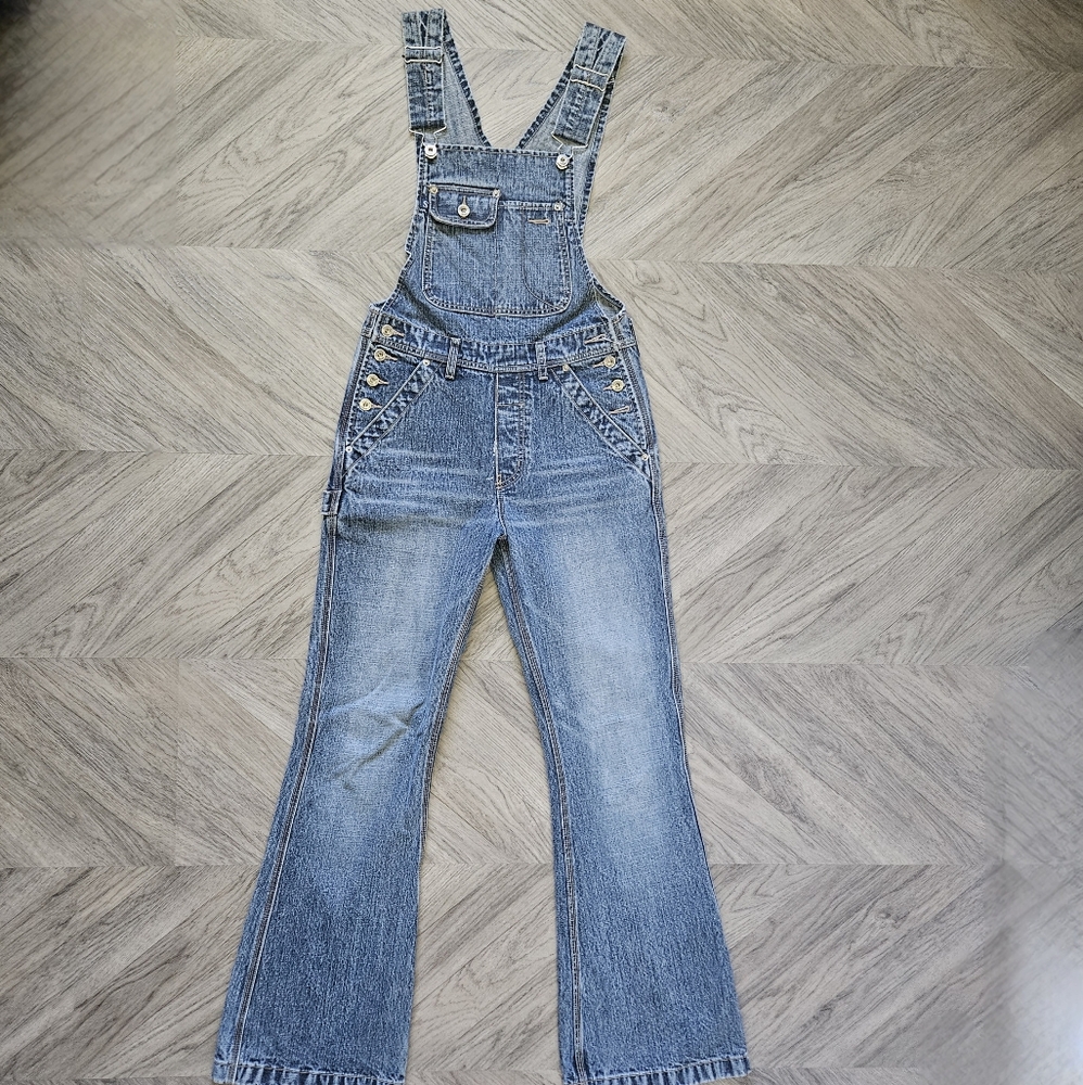 Vintage Silver Jeans Flare Overalls Size 7 / 33 Small Y2K 90s